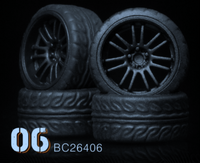 
              motHobby - BDNS 1:64 Custom ABS Wheels - Flat Black
            
